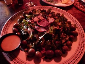 My house salad, complete with lots of olives