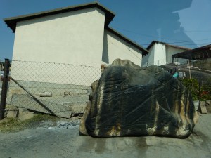 Huge rocks like these found throughout Alexandra serve as barriers preventing drunken drivers from crashing through homes