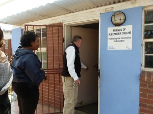 On our way inside Friends of Alexandra, one of Robin's outreach programs for the children of Alexandra